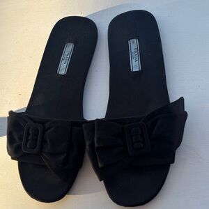 Prada Women's Black Bow Slide Sandals